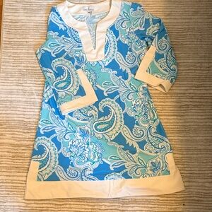 Jude Connally Blue and White Paisley Tunic Dress